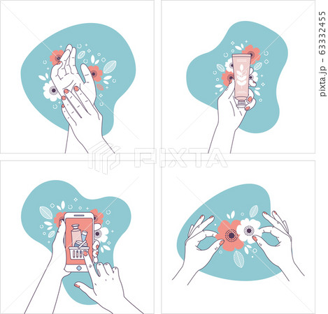 Woman hands cosmetic set.  63332455