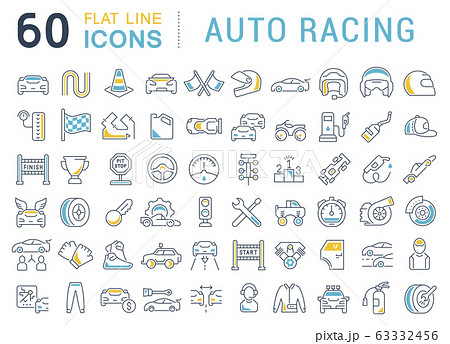 Set Vector Line Icons of Auto Racing. 63332456