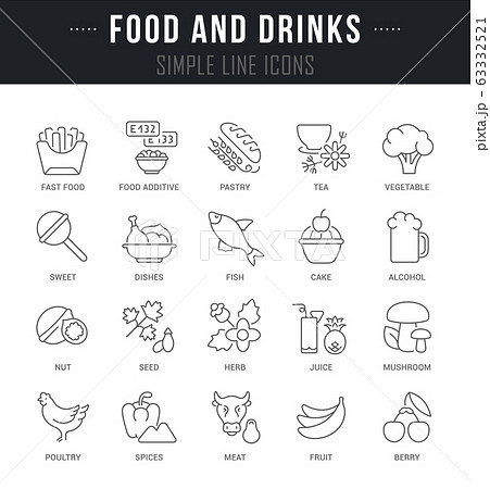 Set Vector Line Icons of Food and Drink Set Vector Line Icons of Food and Drink 63332521