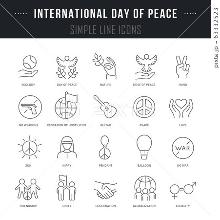 Set Vector Line Icons of International Day of Peace 63332523