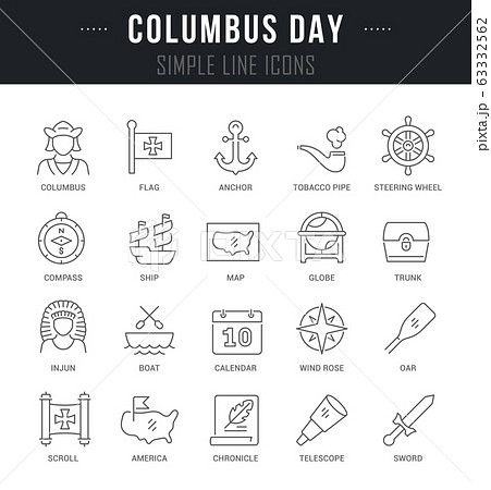Set Vector Line Icons of Columbus 63332562