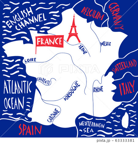 Vector hand drawn stylized map of France. Travel 63333381