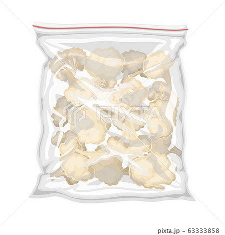Frozen Cauliflower Stored in Plastic Package Vector Illustration 63333858