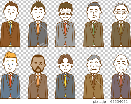 スーツ姿のビジネスマンイメージイラストセット スーツ姿のビジネスマンイメージイラストセット 63334051