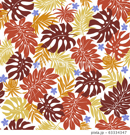 シームレスな熱帯植物のアロハ柄のイラスト素材