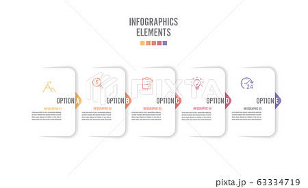 Five paper white overlapping arrows placed in horizontal row. Concept of 5 successive. 63334719