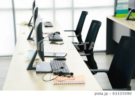 Chairs computers and headset call center in modern Chairs computers and headset call center in modern 63335090