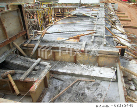 Wet concrete is allowed to harden in wooden form work as the mold. Timber form work will be dismantle after the concrete hardened.  Wet concrete is allowed to harden in wooden form work as the mold. Timber form work will be dismantle after the concrete hardened.  63335449