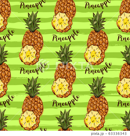 Pineapple Tropical Fruits Seamless Pattern のイラスト素材