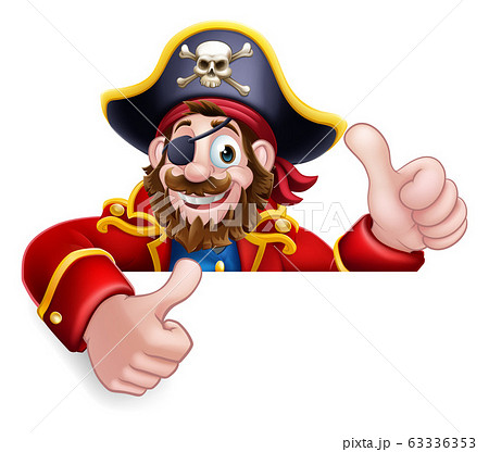 Pirate Captain Cartoon Peeking Background Signのイラスト素材