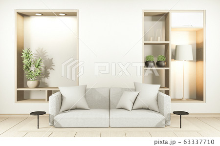 Modern Zen living room interior, white sofa and 63337710