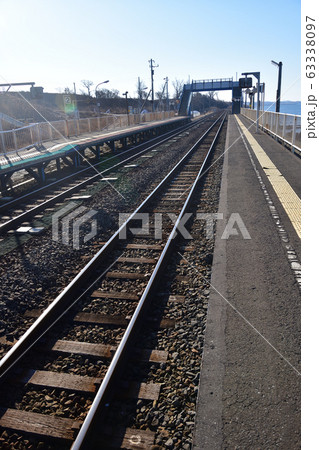 早春の北海道伊達市JR北舟岡駅の風景を撮影 63338097