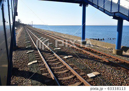 早春の北海道伊達市JR北舟岡駅の風景を撮影 63338113