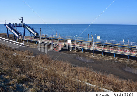 早春の北海道伊達市JR北舟岡駅の風景を撮影 63338134