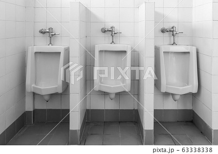 urinals sanitary in toilet room 63338338