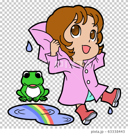 girl taking off raincoat 63338443