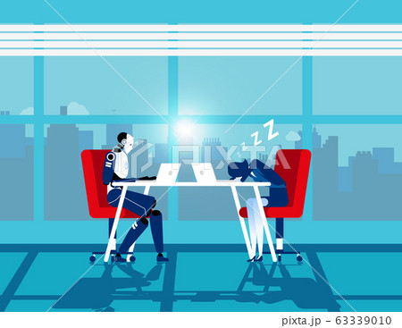 Human vs Robot of a working. Artificial 63339010