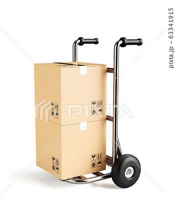 Shipping boxes on hand truck 63341915