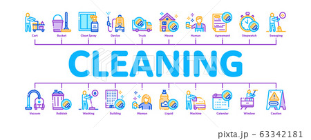 Cleaning Service Tool Minimal Infographic Banner Vector Cleaning Service Tool Minimal Infographic Banner Vector 63342181