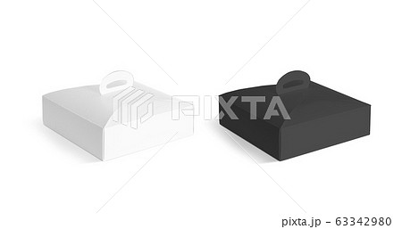 Blank black and white cardboard cake box mockup set, isolated 63342980