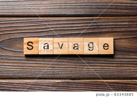 SAVAGE word written on wood block. SAVAGE text on 63343685