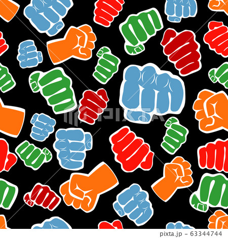 Seamless Texture Pattern MMA logo fist presswall. Vector, EPS. 63344744