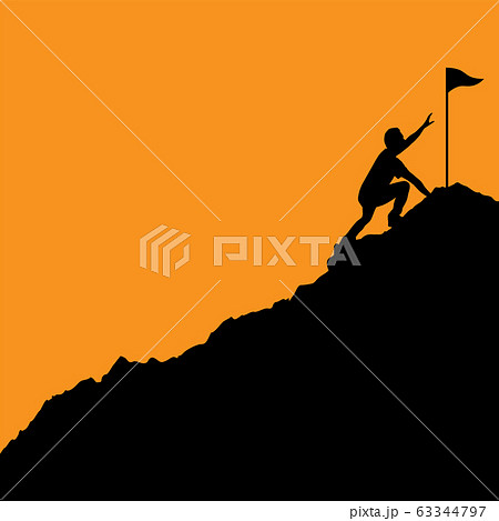 Silhouette businessman reaching his goal Silhouette businessman reaching his goal 63344797
