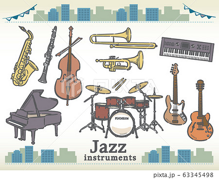 Illustration af jazzmusikinstrumentIllustration af jazzmusikinstrument  