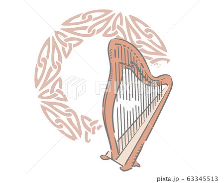 ケルト、アイルランド、楽器がテーマのイラスト背景素材 63345513