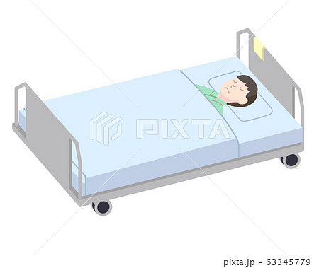 ベッドに横たわる男性のイラスト素材