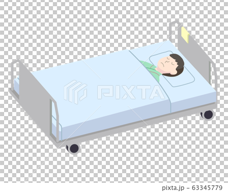 ベッドに横たわる男性のイラスト素材