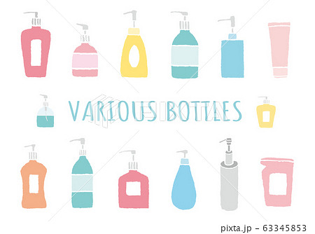 いろんなボトルの手描きイラスト 63345853