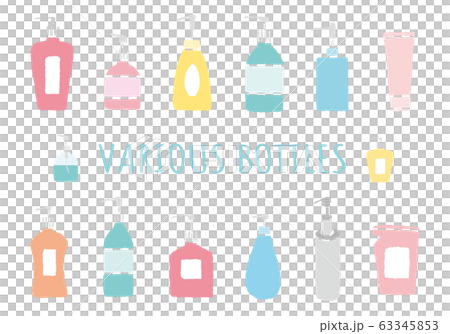 いろんなボトルの手描きイラスト 63345853