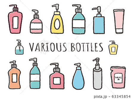 いろんなボトルの手描きイラスト いろんなボトルの手描きイラスト 63345854