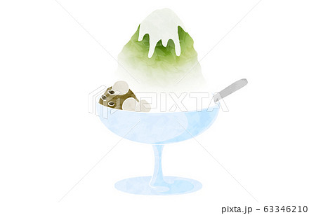 宇治金時味のかき氷、あんこと白玉と練乳付き 63346210