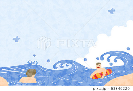 夏の背景素材、海水浴をする人々 夏の背景素材、海水浴をする人々 63346220