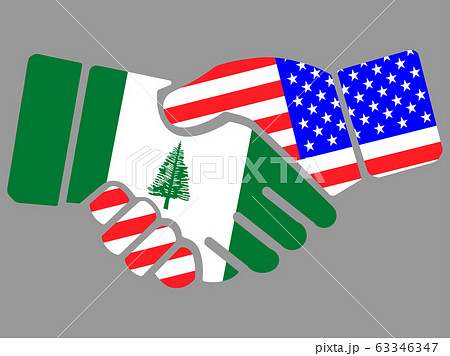 Norfolk Island and USA flags Handshake vector 63346347