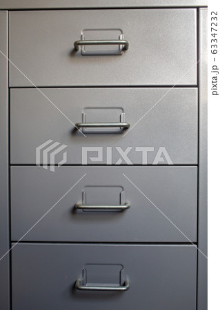 Filing cabinet with closed drawer, Grey silver metal colour, Administration and storage concept 63347232