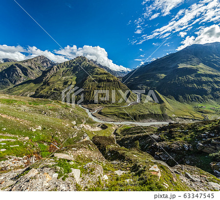 View of Lahaul valley in Himalayas 63347545