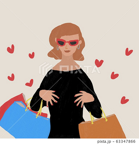 買い物をした女性(サングラス 買い物をした女性(サングラス 63347866