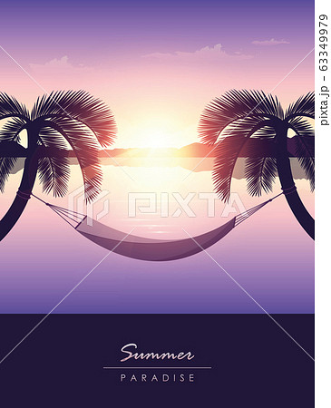 hammock between palm trees summer holiday at sunset 63349979