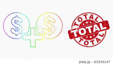 Vector Bright Dot Financial Sum Icon and Scratched Total Watermark 63350147