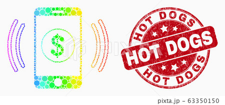 Vector Spectral Dot Financial Smartphone Vibration Icon and Scratched Hot Dogs Watermark 63350150