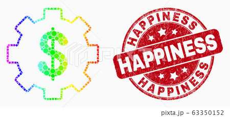 Vector Spectral Pixelated Financial Settings Icon and Distress Happiness Stamp Seal 63350152