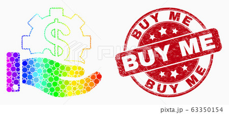 Vector Spectral Dot Financial Service Offer Icon and Scratched Buy Me Stamp 63350154