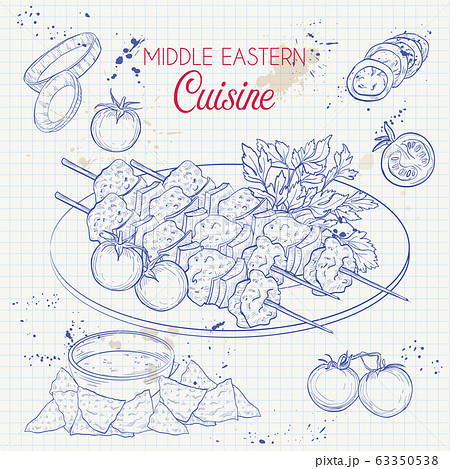 Middle Eastern cuisine, arabian dishes. Middle Eastern cuisine, arabian dishes. 63350538