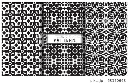 Set of 3 black and white geometric pattern 63350648