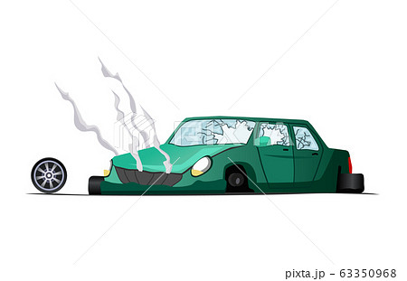 Accident on road. Illustration of crash vehicle, damage car. Insurance case. Vector broken cartoon auto 63350968