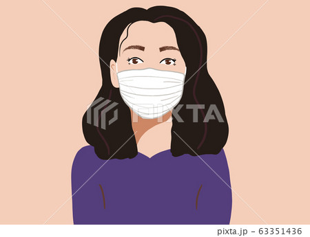 Woman in protective medical face mask on the background 63351436