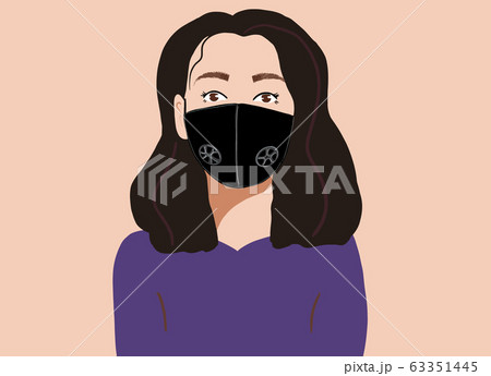 Woman in protective medical face mask on the background 63351445